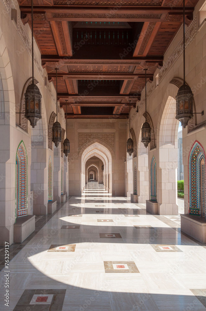 Alley way to ablution area in Sultan Qaboos Mosque, Muscat, Oman