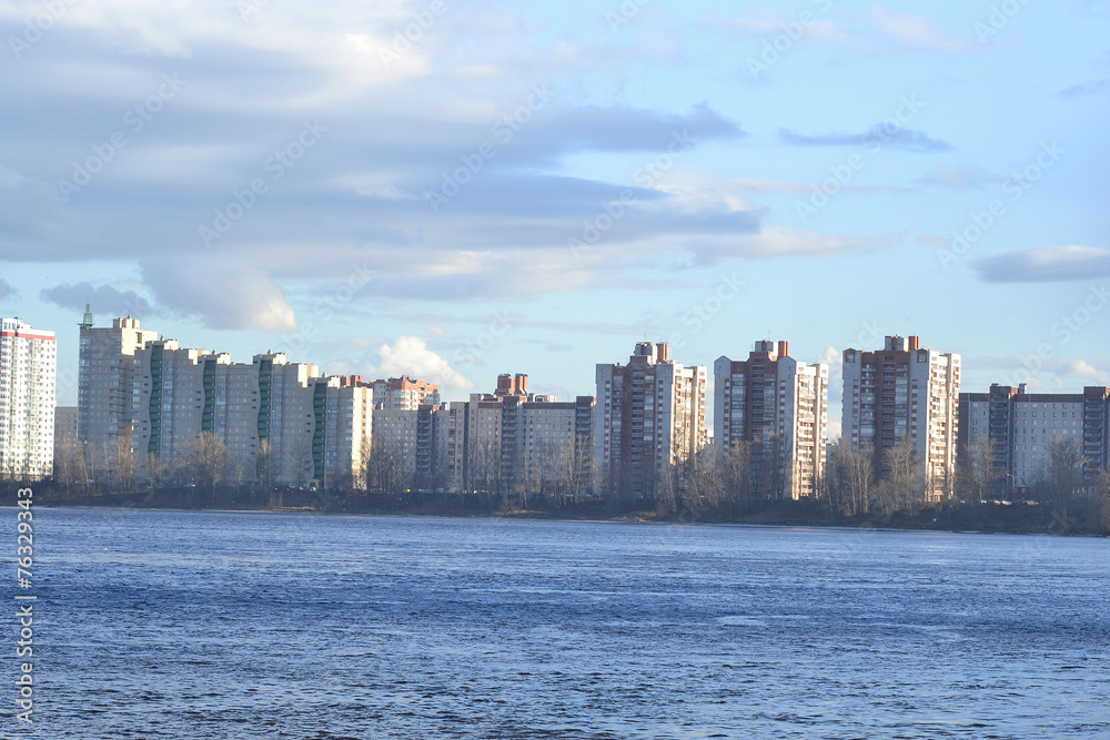 View of Neva River on the outskirts of St. Petersburg.