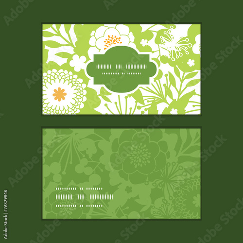 Vector green and golden garden silhouettes horizontal frame