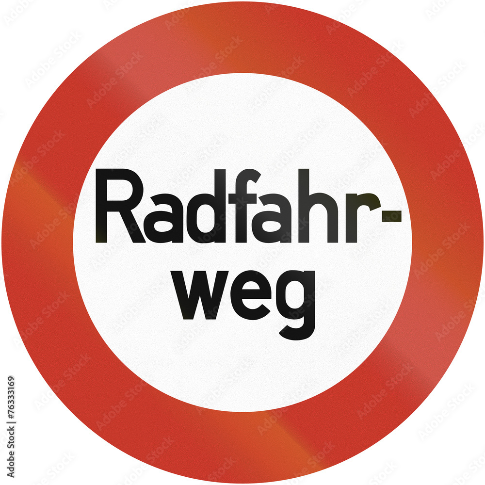 Old design (1934) of a German bicycle road sign. It says: Bicycle road Old design (1934) of a German bicycle road sign. It says: Bicycle road