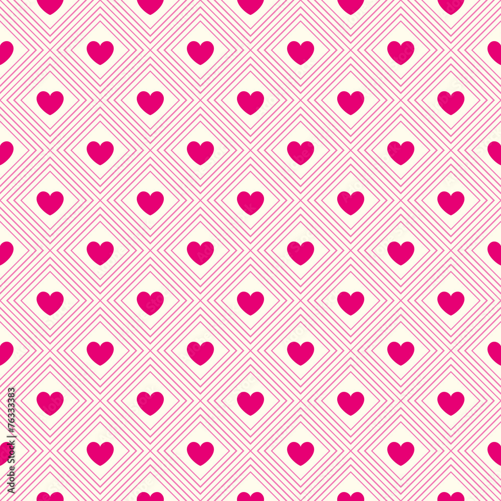 Heart shape vector seamless pattern. Pink and white colors Heart shape vector seamless pattern. Pink and white colors