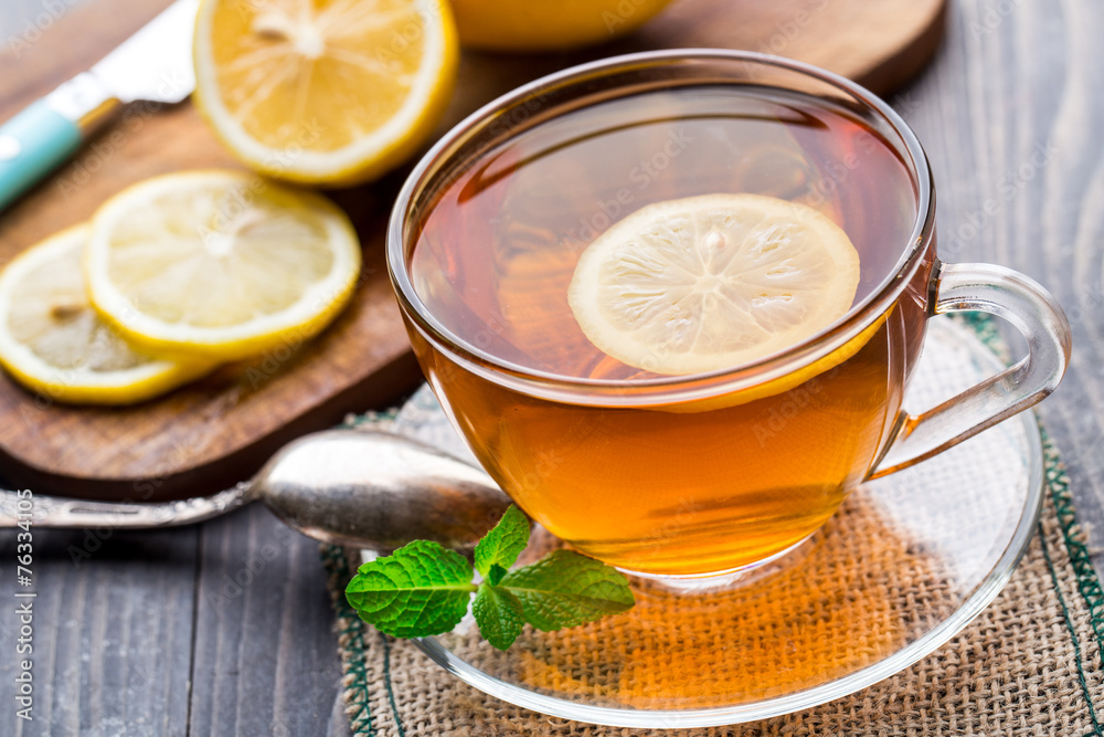 Cup of tea with mint and lemon Cup of tea with mint and lemon