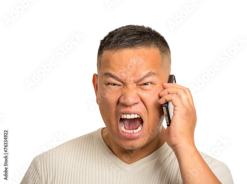 angry middle aged man pissed off employee shouting on phone