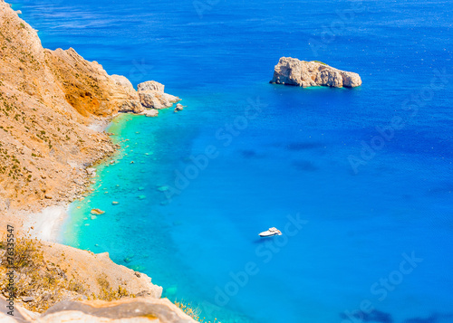 Aerial view from Hozoviotissa monastery in Amorgos island Greece photo