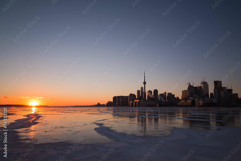 Toronto Skyline Sunset in the Winter