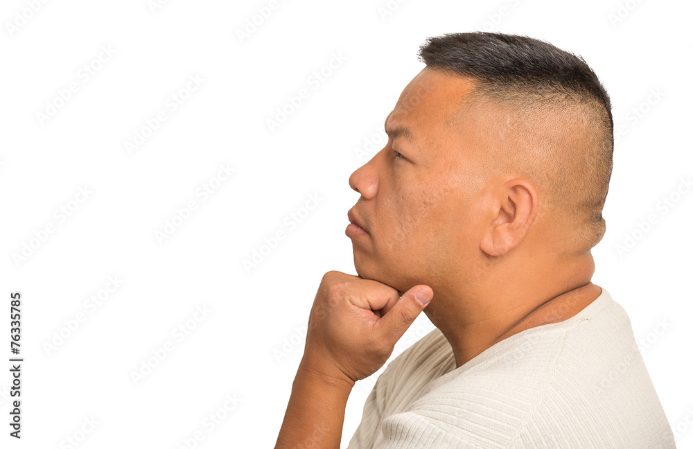 Obraz premium portrait thoughtful middle aged man isolated white background 