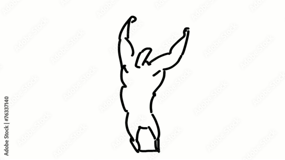 cartoon bodybuilder posing over white background