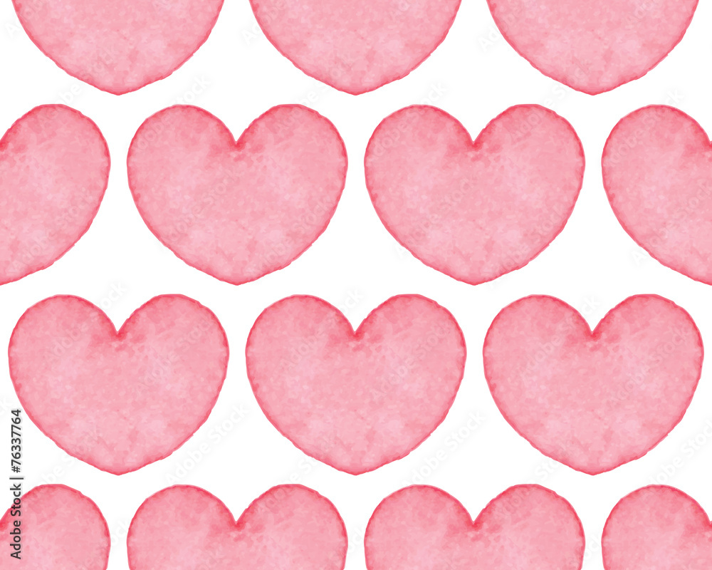 Seamless pattern with water color hearts.