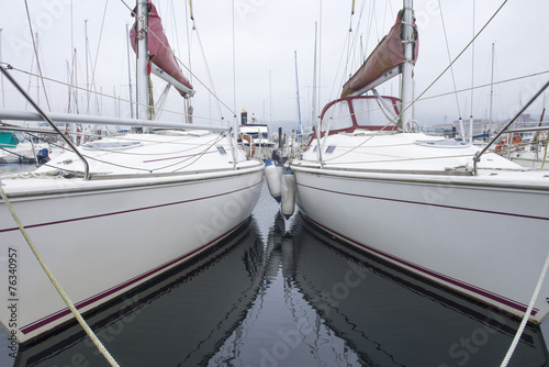 boat at the port on a mooring