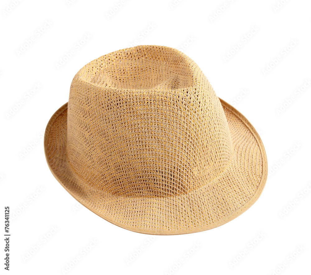 Pretty straw hat on white background Pretty straw hat on white background
