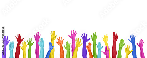 Multicolored Arms Outstretched Copy Space Expressing Positivity