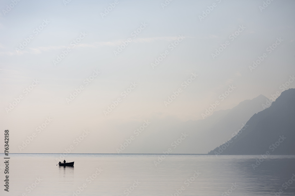 Lone Boat in the Lake Garda