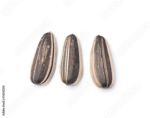 Sunflower seeds on white background