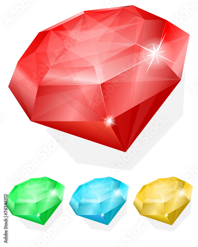 Set of gems in different color