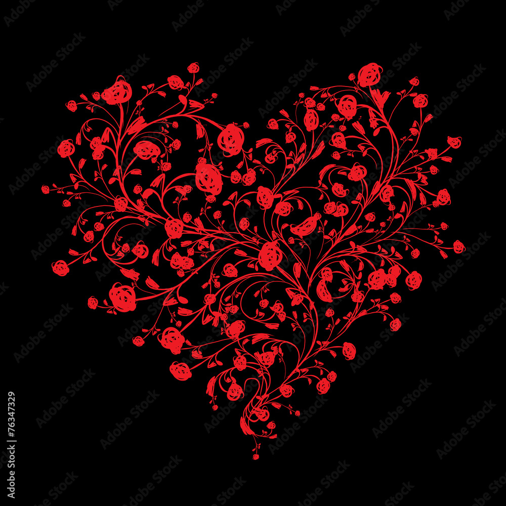 Floral love bouquet for your design, heart shape Floral love bouquet for your design, heart shape