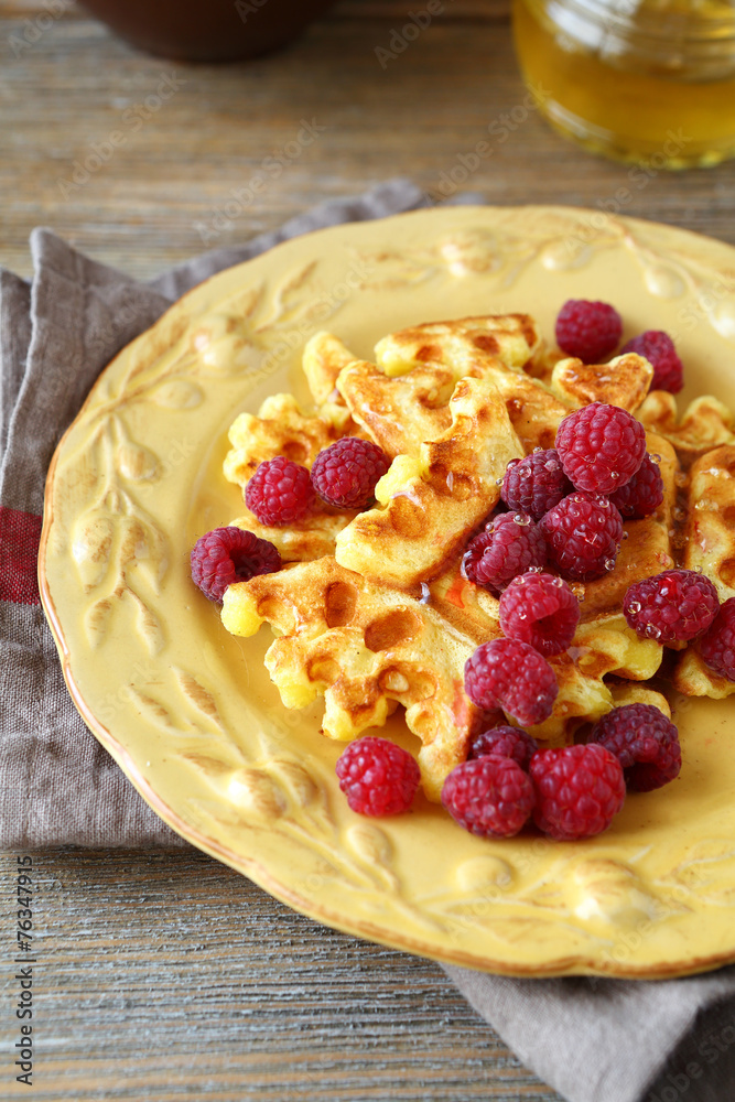 Sweet Waffles and raspberries Sweet Waffles and raspberries