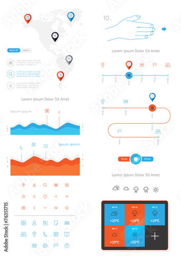 vector elements of infographics and user interface