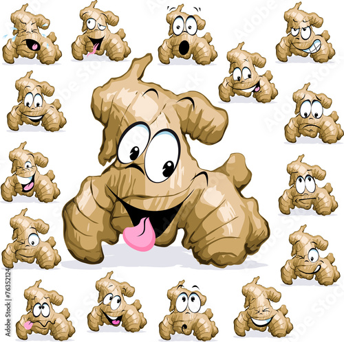 ginger cartoon with funny face on white background