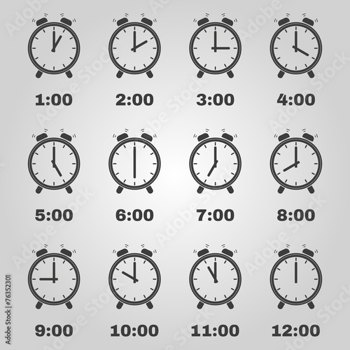 The Alarm Clock icon.  alarm clock symbol. Set