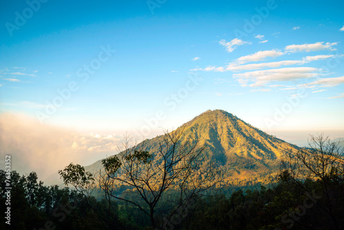 View over landscape at Kawah ijen crater, Indonesia