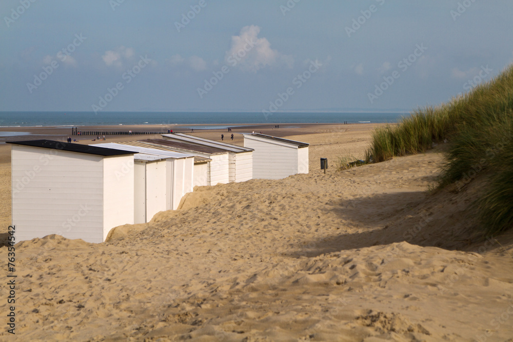 Strandkabine, Strand, Dünen, niederländische Nordseeküste