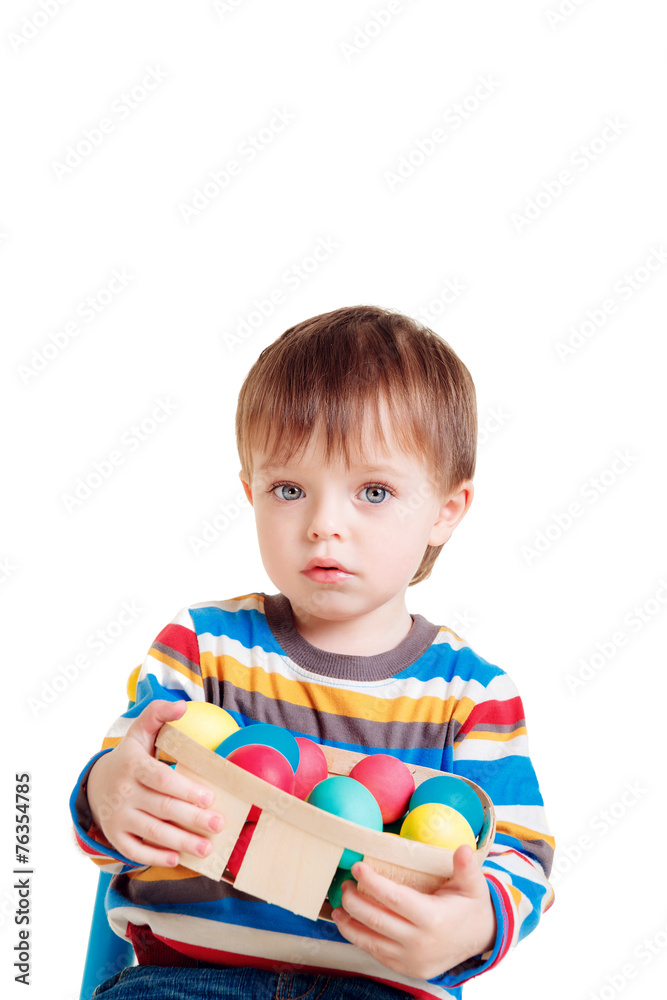 Adorable boy with Easter eggs Adorable boy with Easter eggs