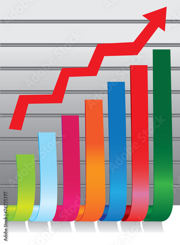 Colorful Bar chart with Up Arrow