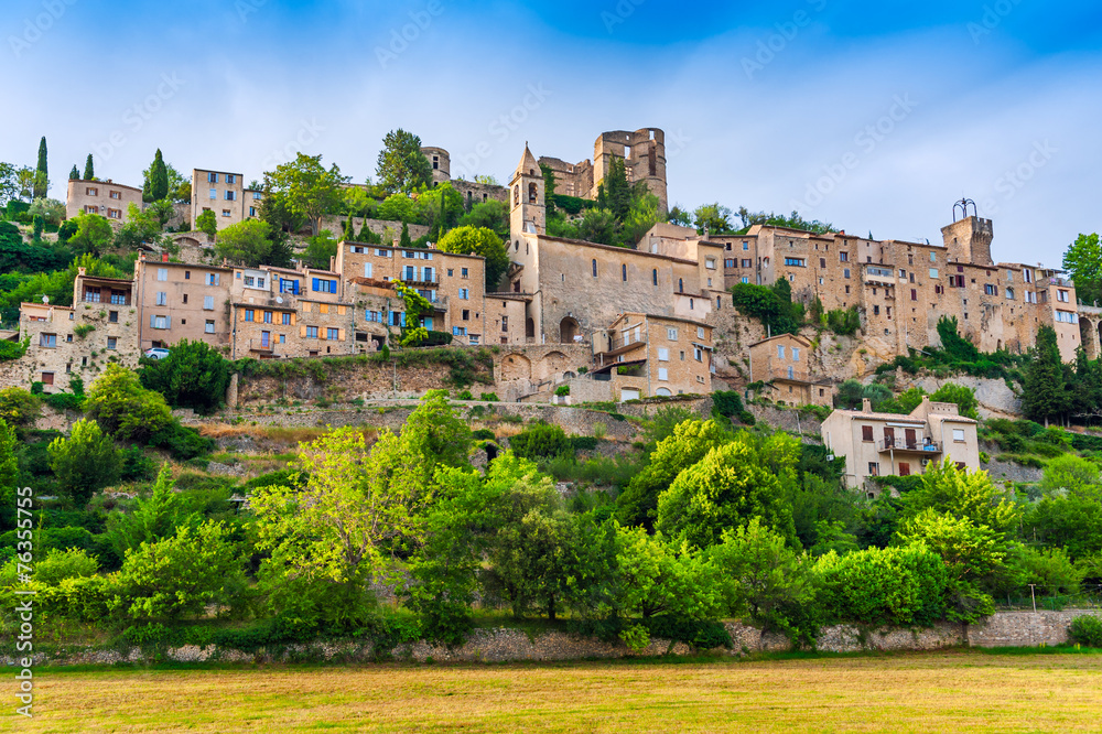 Medieval town in mountains, Provence, France