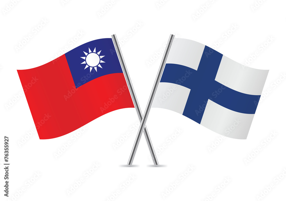 Finland and Taiwanese flags. Vector illustration. Finland and Taiwanese flags. Vector illustration.