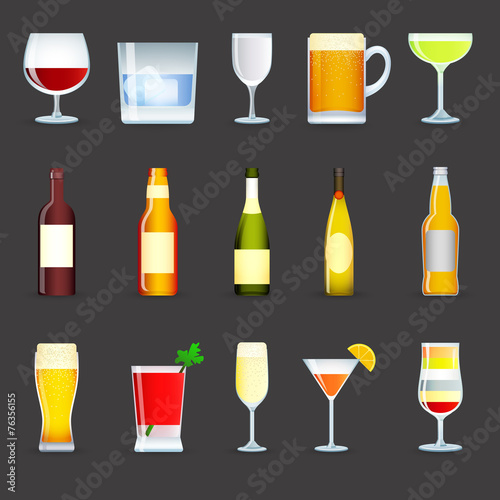 Alcohol Drinks Icons Set