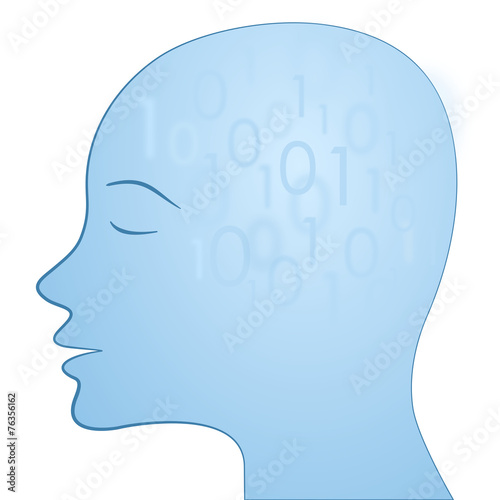 blue head silhouette with data