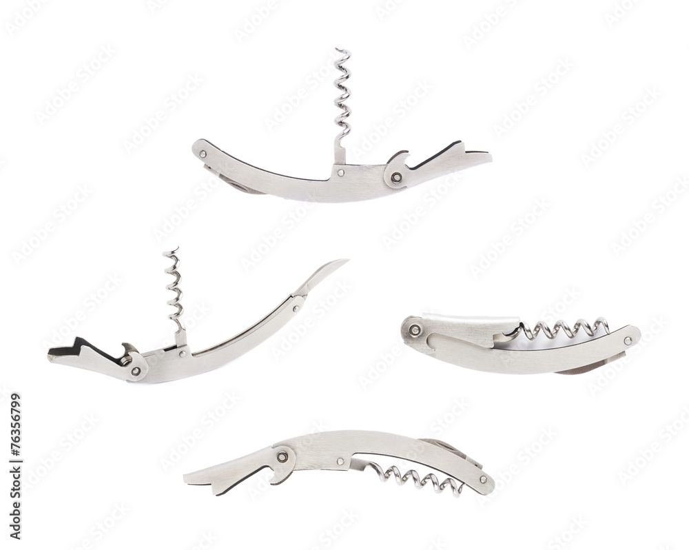 Metal bottle-screw corkscrew isolated Metal bottle-screw corkscrew isolated