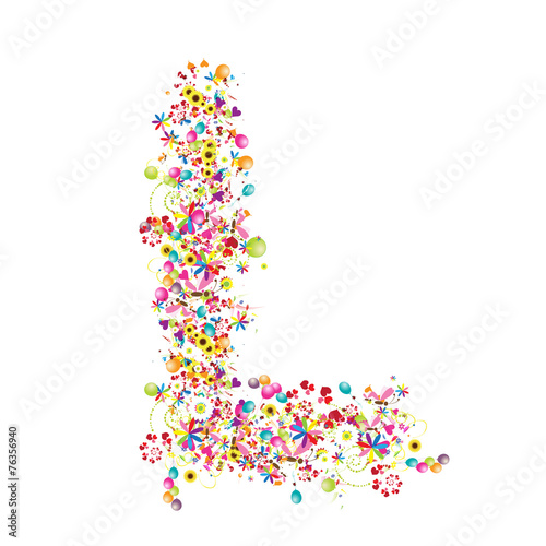 Fototapeta Naklejka Na Ścianę i Meble -  Floral letter L for your design.