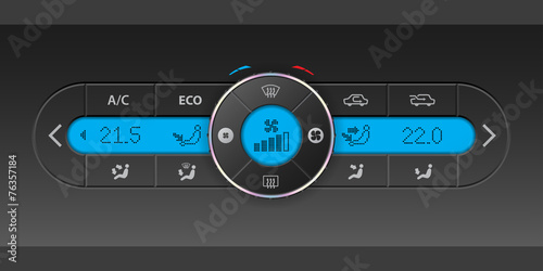 Digital air condition dashboard design with blue lcd photo