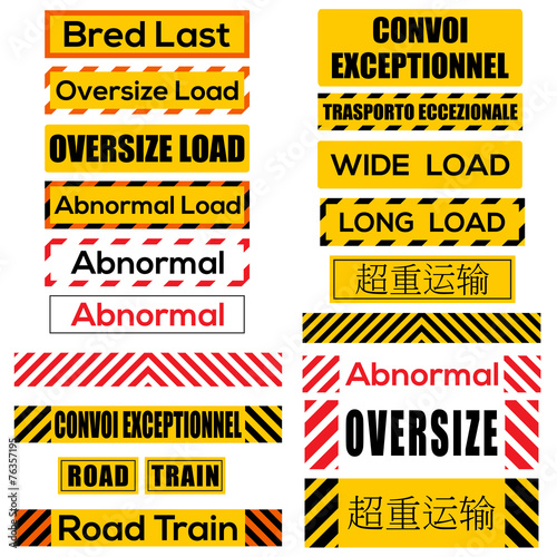 Various oversize load signs and symbols
