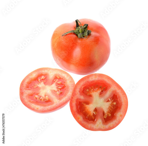 Tomato sliced isolate on white