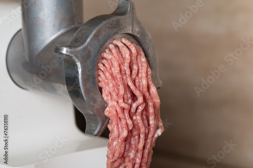 Mincer with fresh chopped meat