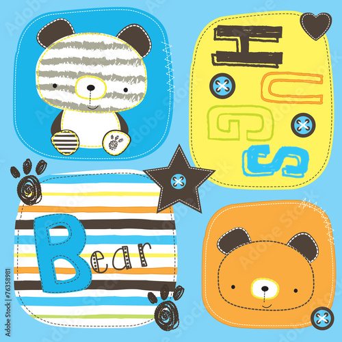 cute teddy bear hugs card vector illustration