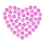 Valentine's day heart made of pink cherry blossom, 3d