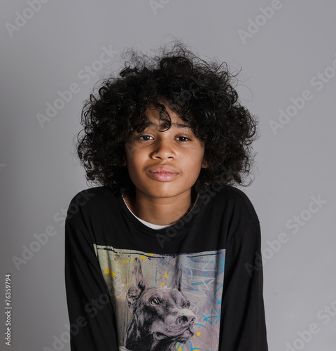 Fotografie Happy African Decent child with Afro hair style