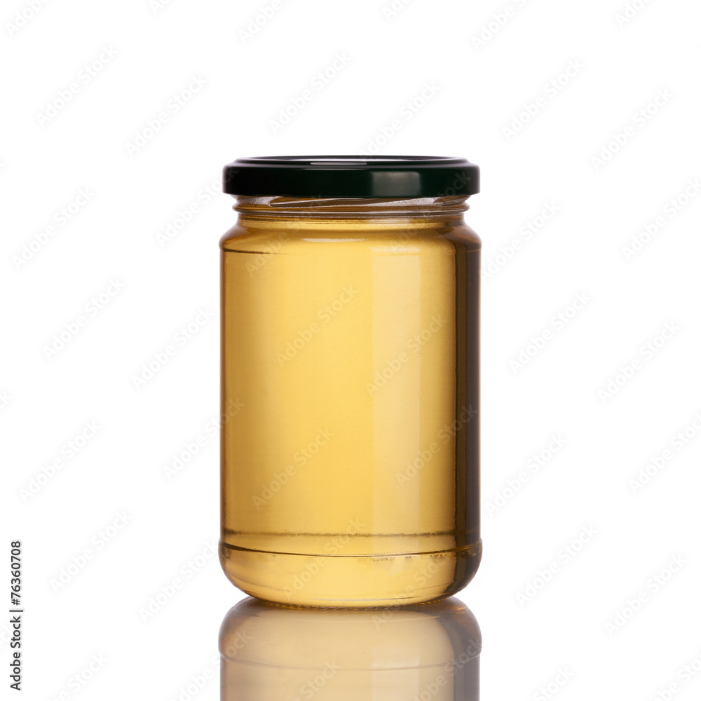 honey jar on white background honey jar on white background