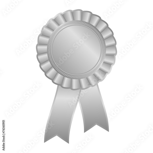 silver grey blank award rosette with ribbon