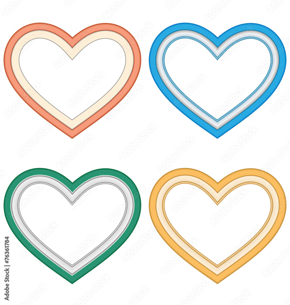 Four hearts love frames isolated on white background Four hearts love frames isolated on white background