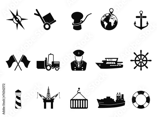 sea port icons set