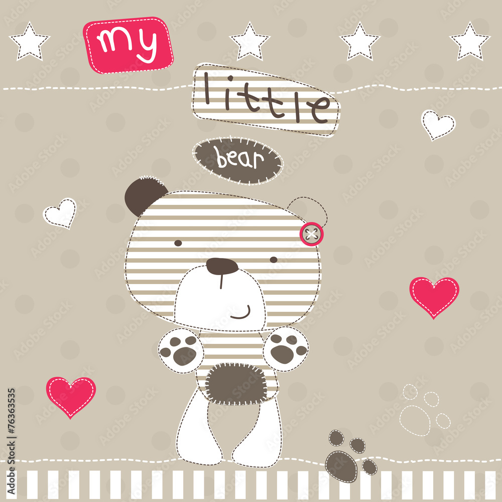 Fototapeta premium cute little bear polka dot background vector illustration