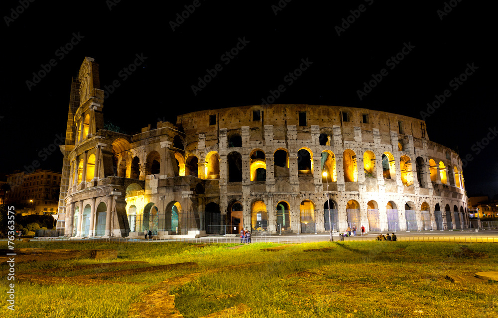 Colosseum in Rome against the night  sky