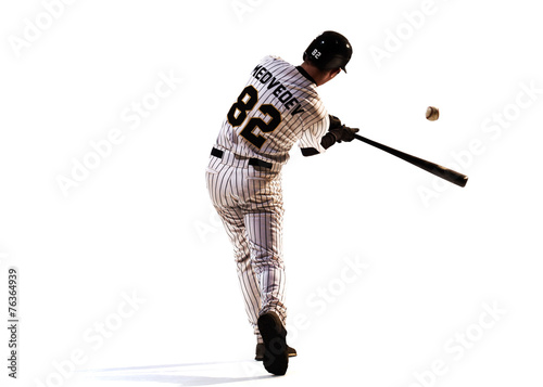 Photography isolated on white professional baseball player