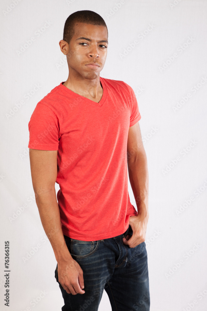Fototapeta premium Black man looking thoughtful