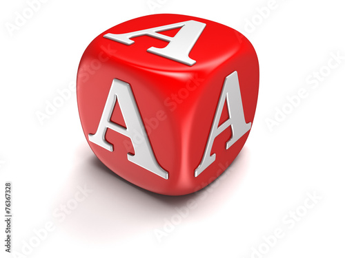 Dice with letter A (clipping path included)