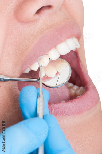 Closeup of a dentist working